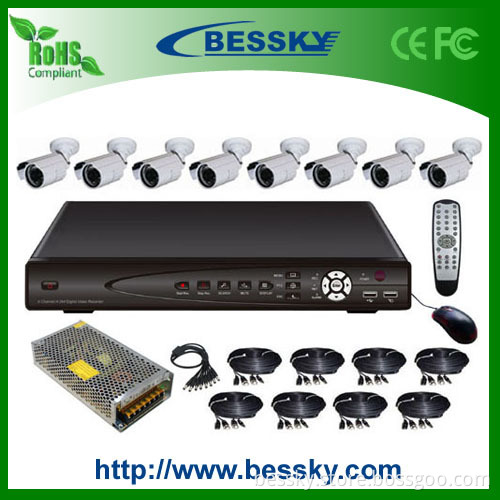 8PCS Weatherproof IR CCTV Camera Outdoor DVR Kit (BE-8108V8RI)